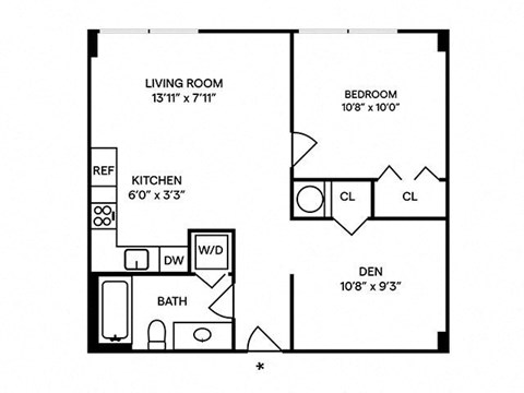 Sentral Wynwood - A5 1BR 1BA Floor Plan